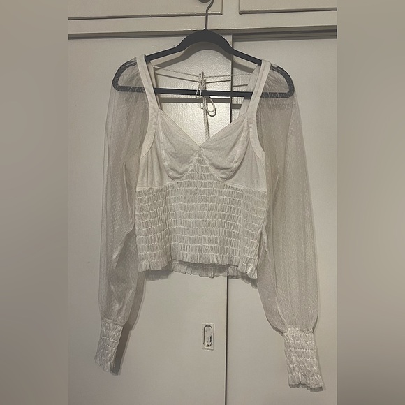 White Free People smocked blouse. - Picture 1 of 4